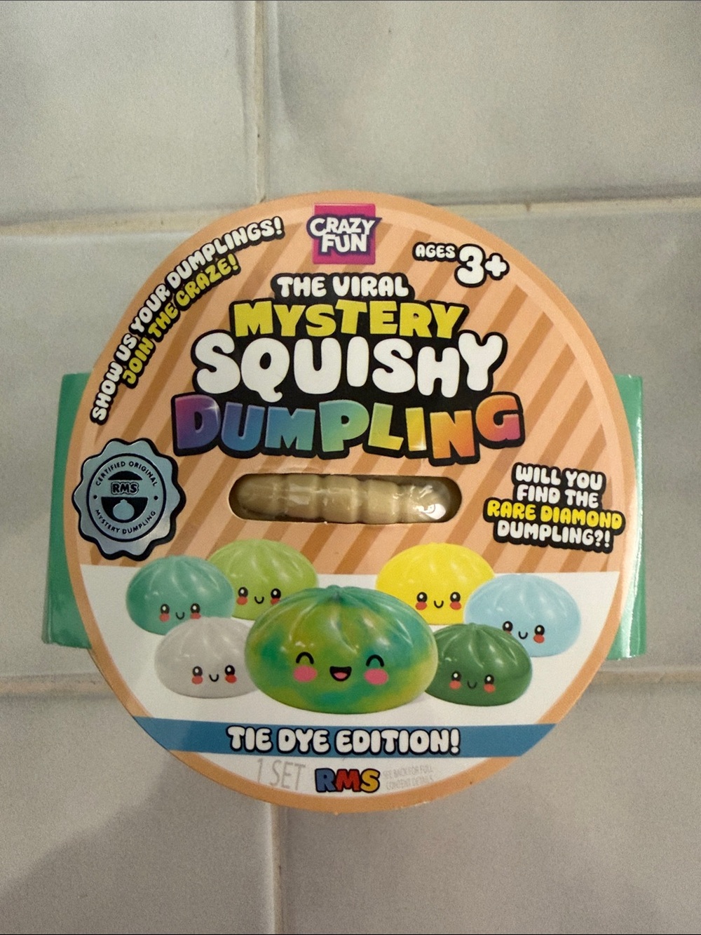 Crazy Fun Mystery Squishy Dumpling - Tie Dye Edition (Green, Yellow, Blue)